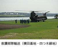 写真：救護部隊輸送（横田基地・四つ木緑地）