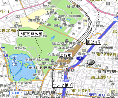 上野駅周辺の地図