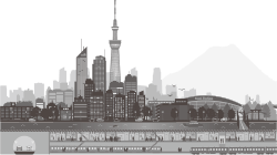 都市の遠景のイラスト