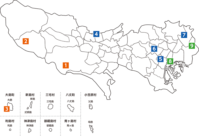 風水害の起こった場所を示す地図