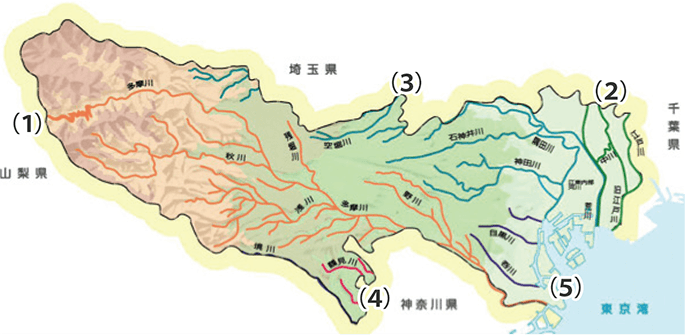 都内の河川の地図