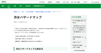 東京都建設局　洪水ハザードマップの画面