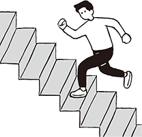 階段を駆け上がる人のイラスト