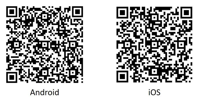 画像：アンドロイド版及びiOS版アプリダウンロード用2次元コード